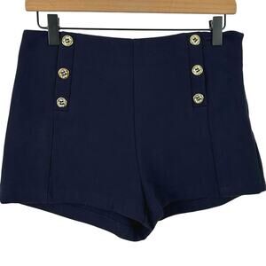 Forever 21 Women Micro Shorts Military Hot Pants Preppy Navy Blue Size Medium